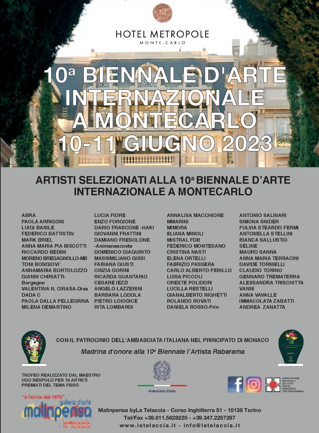 ARTISTI SELEZIONATI ALLA 10° BIENNALE D'ARTE INTERNAZIONALE A MONTECARLO 2023