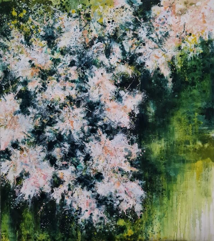 Fleurs d'étang - Oil on board (80 x 80) 2024