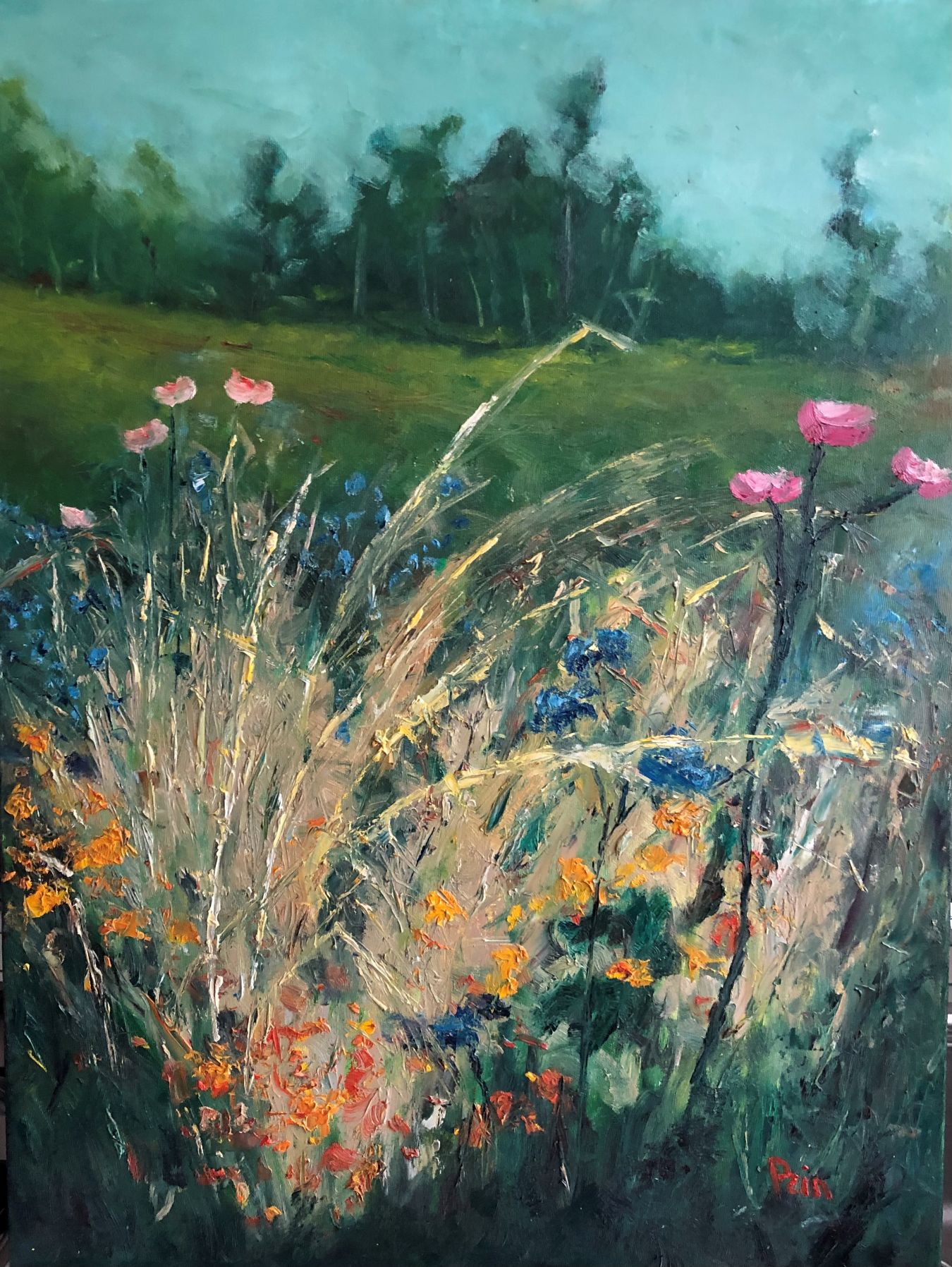 fiori di campo olio su tela .j60x 80pg
